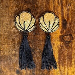 Handmade Golden Shells Burlesque Pasties with Tassels & Spinners